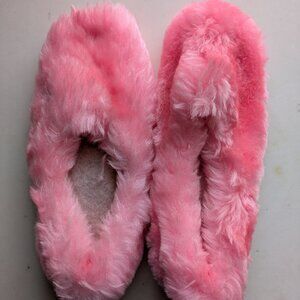 Vintage Sure-eez Hot Pink Fuzzy Slippers Small 7 7.5